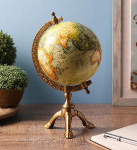 Globe terrestre métallique haut de gamme avec support trépied, globe terrestre décoratif pour bureau, maison, salle d'étude - Product Image 3