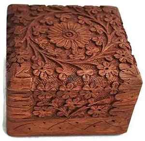 Boîte à bijoux en bois écologique artisanale de luxe pour femmes, design artistique moderne sculpté à la main, boîte de rangement rectangulaire - Product Image 3