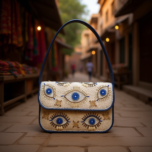 Bolso de cuentas indio hecho a mano, colorido, de lujo, artesanal étnico, con asa de baguette de cuentas de cristal, duradero, moderno, accesorio de moda de cristal - Product Image 3