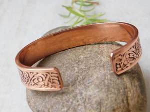 Bracelet manchette en cuivre martelé vintage, unisexe, ajustable, fait main, plaqué cuivre antique, bijoux pour hommes et femmes Samrat - Product Image 4
