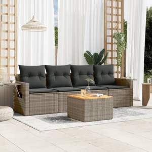 Conjunto de Sofá de Jardín de Ratán PE Gris con Patas Ajustables Grandes - Product Image 1