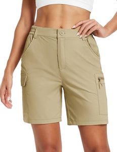 Women's High Waist Cargo Shorts Solid Olive Green Quick Dry Polyester Casual Pants With Pockets Button Fly Regular Fit Shorts - Product Image 4