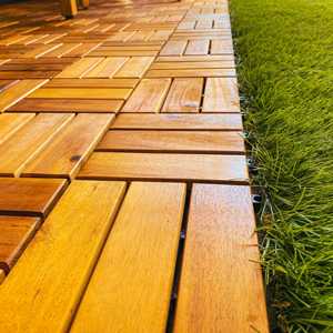 Contemporary Waterproof Anti-Slip Outdoor Vietnam Acacia Wood Decking <b>Tiles</b> <b>Interlocking</b> 18mm 300x300mm Matt Finish Oiling 5+ - Product Image 6