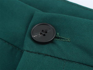 Pantalones Casuales de Pierna Ancha para Hombre, Cintura Media, Verde Oscuro, 100% Algodón, Cintura Elástica, Antiarrugas, Pantalones de Lona para Invierno - Product Image 5