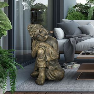 Estatua Decorativa Zen para Exteriores, Escultura de Buda Durmiendo Abrazando su Pierna, para Decoración de Jardín, Patio, Balcón o Porche - Product Image 4
