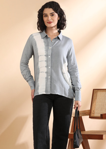 Camisa de Oficina Maaesa para Mujer, 100% Algodón, Hecha a Mano, Tie Dye, Casual, Manga Larga, Manga Raglán, Cuello con Botones, Corte Regular - Product Image 5