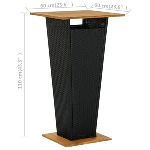 Modern <b>Square</b> Medium <b>Bar</b> <b>Table</b> Black PE Rattan Outdoor <b>Table</b> - Product Image 6