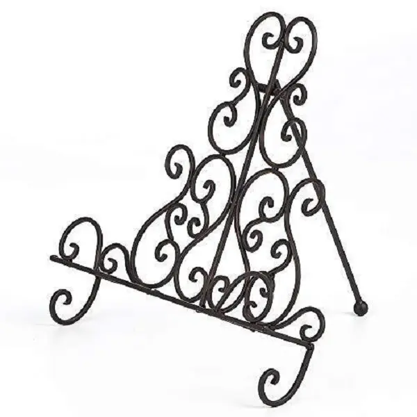 Finest Quality Customized Shape Restaurant Tableware Menu Card CookBook Holder Stand Handmade Wrought Iron Book Rack For Sale
