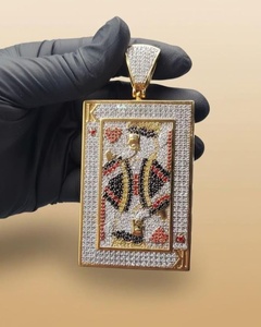 Colgante Diamond Ace Ff King of Poker, Colgante de Plata de Ley 925 con Moissanita VVS, Estilo Hip Hop, Colgante con Diamantes de Colores - Product Image 2