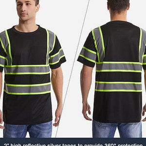 Custom Safety High Visibility Reflective Safety Night Duty Working Short Sleeve Safety High <b>Vis</b> <b>T</b> <b>Shirt</b> For Day Night Work - Product Image 3