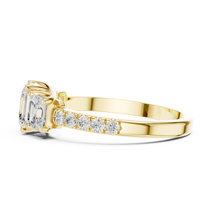 Anillos de Diamantes Cultivados en Laboratorio con Corte Asscher Múltiple y Engaste de Puntas de Diseño Exclusivo, Hechos de Oro Amarillo Sólido de 14k, Joyería para Mujer al Precio Más Bajo - Product Image 2
