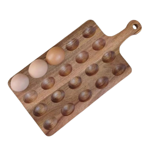 Rectangular Egg Holder <b>Plate</b> Kitchen Appliance Solid Acacia Wood Egg Tray Countertop Display Storage <b>Rack</b> Egg Trays - Product Image 1