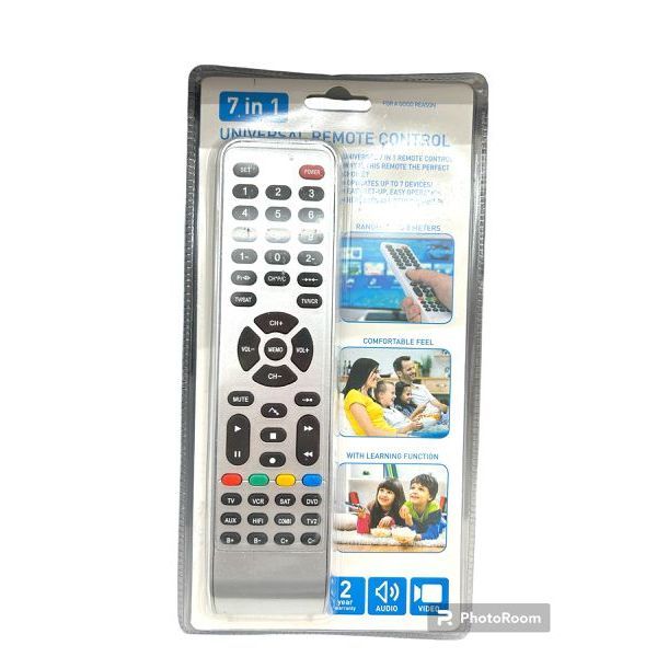 SUNING 7 in 1 Universal Remote Control with Learning Function Plastic AAA Battery Model 8035108317714 for TV DVD Cable Box