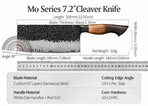 Cuchillo de carnicero de acero damasco negro de alta calidad, 67 capas, con mango de madera de fresno quemado, ideal para chefs. - Product Image 6
