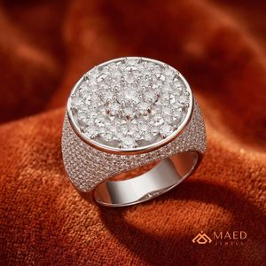 <b>Men's</b> Silver Tone Moissanite Signet <b>Ring</b> Luxury Hip Hop Engagement & Wedding Fashion Jewelry Gift <b>for</b> Stylish <b>Men</b> Daily Wear USA - Product Image 3