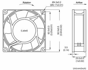 92x25mm Industrial Micro Axial Fan Ball Bearing Eléctrico OEM/ODM Cuchillas de plástico - Product Image 6