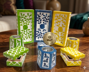 Incense Burner <b>Small</b> Mini Gift Tray Set Mother of Pearl Inlay Mubkhar <b>Box</b> with Tray Set Bakhoor Burner Madkhan with Serving Tray - Product Image 1