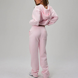 Cozy Full <b>Zip</b> Oversized Baggy Tracksuit For Women <b>Sweatshirt</b> And Relaxed Jogger Pants With Side Pockets Casual Streetwear Outfit - Product Image 4
