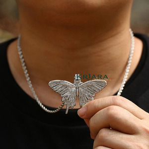 Colgante de Mariposa de Plata 925 con Baño de Oro Rosa de 18K, Cristal y Diamantes de Imitación, Estilo Hip Hop, Unisex, para Uso Diario, de Lujo - Product Image 3