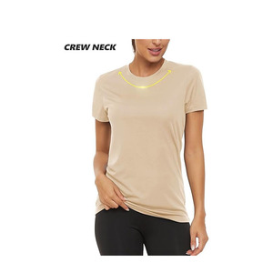 T-shirts à manches courtes en tissu de coton épais, coupe classique, fournisseur en gros en ligne, t-shirts pour femmes. - Product Image 4