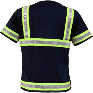 T-shirt de sécurité haute visibilité, classe 1 ANSI, EN ISO 20471 classe 2, LED clignotante, noir, vert lime, bandes réfléchissantes, manches courtes, travail - Product Image 2