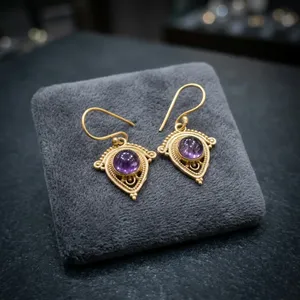 Pendientes de Piedra Preciosa de Labradorita Natural |   Joyería Artesanal de Latón |   Suministro al por Mayor y a Granel - Product Image 5
