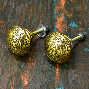 Poignée de porte artisanale traditionnelle en métal floral, finition laiton décorative, pour tiroir de meuble et quincaillerie de mobilier domestique - Product Image 2