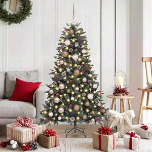 Sapin de Noël artificiel vert de 59,06 pouces avec 150 LED, décorations lumineuses festives de Noël - Product Image 1