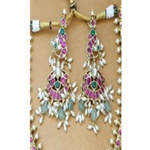 Elegante Collar Jadau Clásico de Latón Chapado en Oro de Calidad Superior con Juego de Aretes para Regalo de Boda o Fiesta para Mujer - Product Image 2