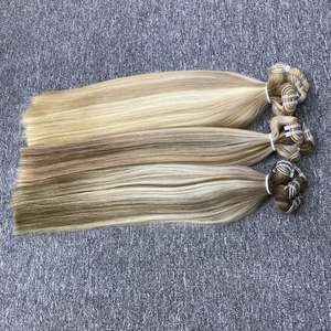 Venta al por mayor 100% Super doble dibujado cabello humano virgen extensiones de cabello humano Color de piano humano para hacer trama Genius - Product Image 3