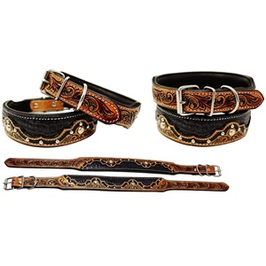 Designer 100% collier de chien rembourré en cuir de vache souple avec sculpture et outillage à la main fabrication en gros indienne chien utilise des prix bas - Product Image 3