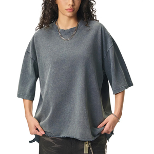 Camisetas Blancas Vintage para Mujer, Lavado Ácido, al por Mayor, Oversize, Estilo Boxy, para Gimnasio, Divertidas, Hip Hop, 100% Algodón, Personalizables con Logotipo - Product Image 4