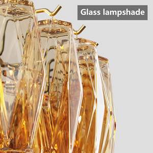 Lustre moderne extra large de 37 pouces à 14 lumières en or, à étages, en verre soufflé fumé et en laiton pour salon, chambre à coucher, salle à manger, hall d'entrée - Product Image 6