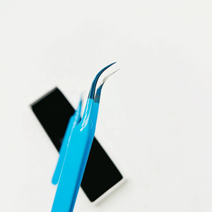 Ensemble de pinces à épiler professionnelles de qualité supérieure, personnalisées, en acier inoxydable, avec poignée confortable et pointe lisse, pour extensions de cils, longueur 12 mm - Product Image 3