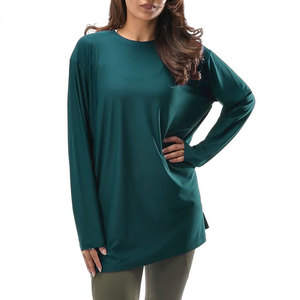 Wholesale Custom Yoga Wear Quick Dry Stretchable Loose Design <b>Shirt</b> <b>Women's</b> Comfortable Personalized Longline <b>Long</b> Sleeve <b>Shirt</b> - Product Image 6