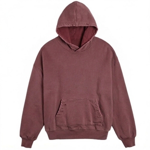 Wholesale Unisex 100% Cotton <b>Fleece</b> Cropped Baggy Pullover Hoodie Winter Digital Print Solid Color Waterproof Sweatshirt Casual - Product Image 4