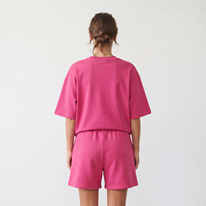 Ensemble décontracté deux pièces pour femme, motif uni, t-shirt oversize et short au-dessus du genou, idéal pour les tenues d'été – Vente en gros sur mesure - Product Image 6
