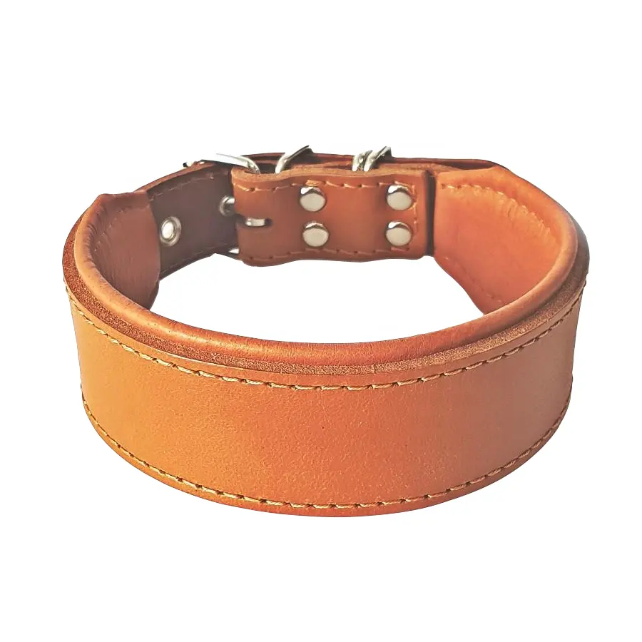 2 Inch Wide Genuine Leather Padded Dog Collars For Sale