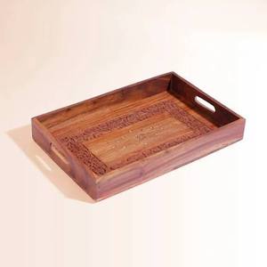 Plateau rectangulaire classique de mariage en bois de manguier massif et résine, poli, durable, de luxe, haut de gamme, écoresponsable et écologique H a CRAFT - Product Image 1