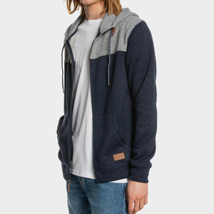 <b>Men's</b> Premium Fleece <b>Hoodie</b> 2026 Colorblock <b>Zip</b> Up <b>Hoodie</b> Navy Blue <b>Grey</b> Custom Logo Outdoor Casual Streetwear Sweatshirt HD - Product Image 2