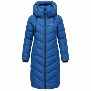 Chaqueta de plumón ligera y a la moda para mujer, parka larga azul con capucha, abrigo de invierno rosa liso con cierre de cremallera, chaqueta gruesa acolchada, fabricante - Product Image 1