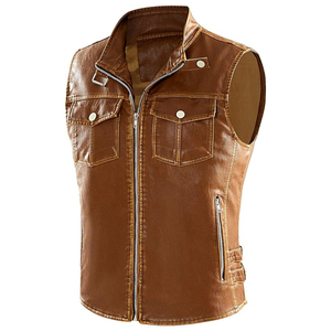 Gilet en cuir élégant pour homme, style streetwear hivernal, coupe ajustée moderne, toucher doux, confortable, imperméable, effet délavé, mode outdoor - Product Image 2
