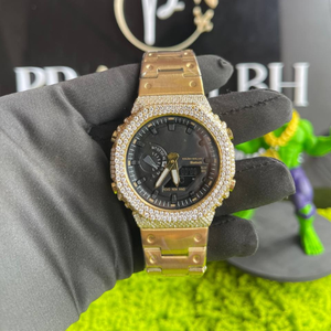 Reloj de Cuarzo de Lujo con Incrustaciones de Oro para Hombre, Correa de Acero Inoxidable, Esfera Negra, Resistente al Agua, Reloj de Moda - Product Image 1