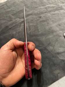 Cuchillo de Acero de Damasco Forjado a Mano con Mango Rosa, Hoja de Punta Caída, Cuchillo de Bolsillo de 0.6mm de Grosor, Diseño de Una Sola Pieza - Product Image 5