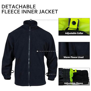 Perfectionists Cotton <b>High</b> <b>Visibility</b> CE Certified Breathable Zippered Reflective <b>Softshell</b> Unisex Work <b>Jacket</b> Needle Detection - Product Image 6
