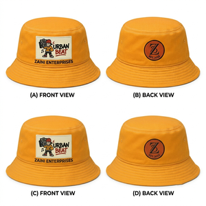 Chapeau Bob Unisexe ZAINI en Sergé de Coton Premium 280 GSM Couleur Moutarde avec Patch Tissé Personnalisé et Logo Brodé 3D OEM ODM Marque Privée - Product Image 1