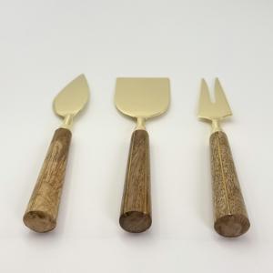 Juego de Cuchillos para Queso de Acero Inoxidable de 3 Piezas, Duradero, con Bordes Afilados, Mangos de Madera, Apto para Lavavajillas, Vajilla Sostenible - Product Image 2
