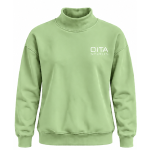 Sage Green <b>Women</b> High Neck Sweatshirt <b>Long</b> Sleeve Loose Fit Pullover Fleece Mock Neck Casual Winter Streetwear Fashion <b>Jumper</b> - Product Image 1