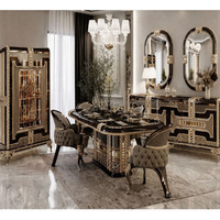 Ensemble de meubles de salle à manger de luxe de style baroque en teck, pliable, moderne, avec dossier en échelle, durable et peu encombrant, 10 pièces