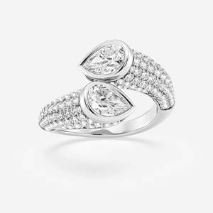 Pear Cut Diamond Cocktail Ring Pave Setting Women's Luxury Engagement Jewelry - Product Image 6